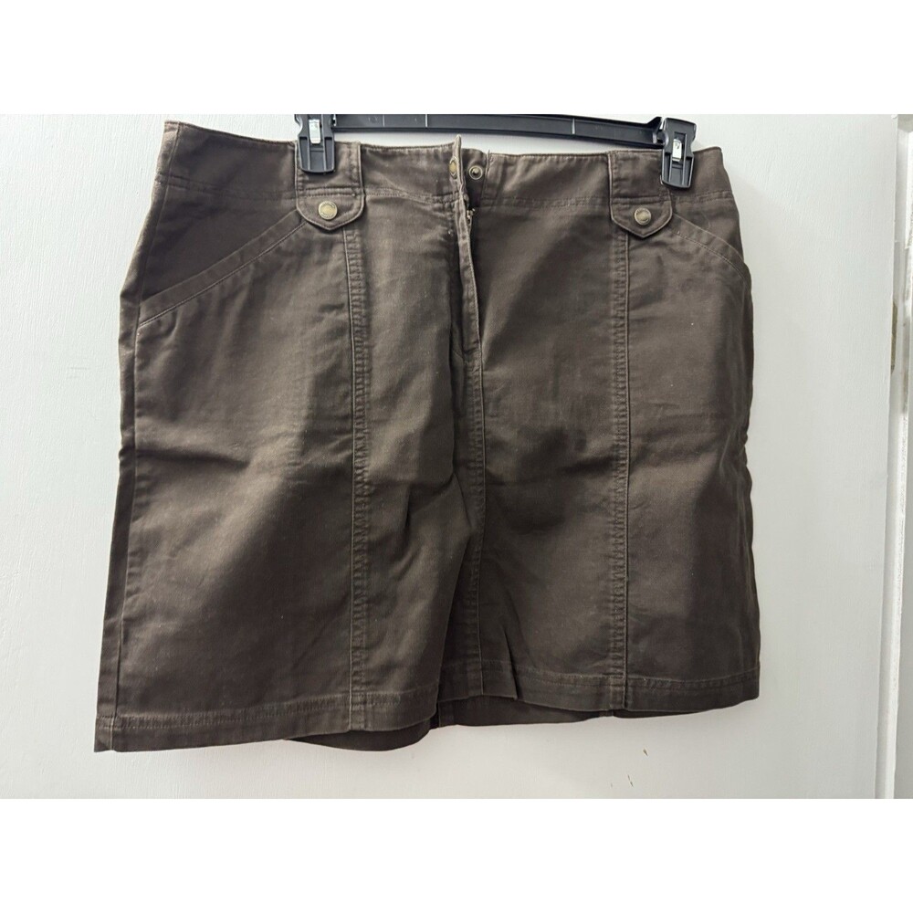Vintage Jones New York Skirt Size 16 Y2K 90's Brown Above Knee 100% Cotton